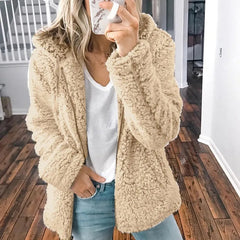 Modische Plüschjacke für Frauen - Serafina in Khaki