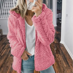 Modische Plüschjacke für Frauen - Serafina in Rosa