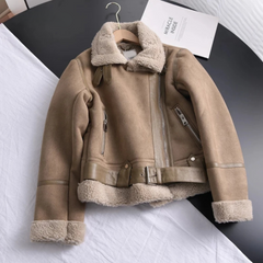 Modische warme Damen-Fleecejacke - Larina in Braun