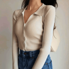 Marisse Ribbed Top in Golden Apricot