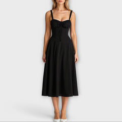 Paula | Exklusives Midi-Kleid mit Korsett in Schwarz