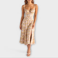 Paula | Exklusives Midi-Kleid mit Korsett in Gelb