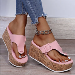 Paloma® | Zehensandalen mit Korkabsatz in Rosa