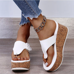 Paloma® | Zehensandalen mit Korkabsatz in Weiß