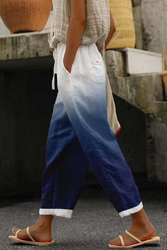 Airish - Casual Unique Printed Button Pocket Pants in Marineblau