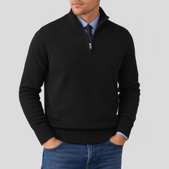 Noah | Herren Klassischer Stehkragen Cardigan in Schwarz