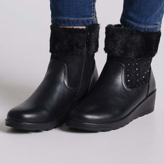 Noemi | Warmer Damenstiefel in Schwarz