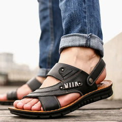 Caiden - orthopädische herrensandalen in Schwarz