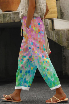 Airish - Casual Unique Printed Button Pocket Pants in Rosa