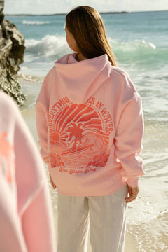 FEMMEHAUS PALM HOODIE in Rosa Wellen