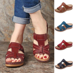 Manuela® | Bequeme Sandalen mit extra weicher Sohle für weniger Fußschmerzen und mehr Körperbalance in Weinrot