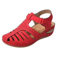 Meryl® | Atmungsaktive Sandale mit niedrigem Absatz und Korrekturfunktion in Rot
