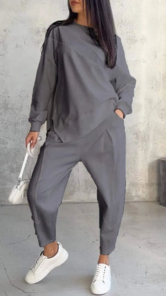 Pullover & Hose Zweiteiliges Set für Frauen - Dietlind in Grau