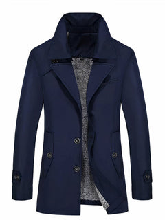 Raffinierter Winter-Trenchcoat für Herren - Oskar in Dunkelblau
