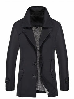Raffinierter Winter-Trenchcoat für Herren - Oskar in Schwarz