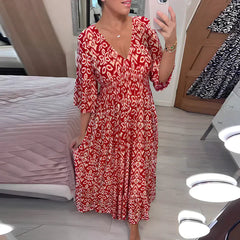 Frieda | Luftiges Sommerkleid mit V-Ausschnitt in Rot