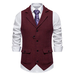 Reinhold | Herren Vintage Weste mit Knöpfen in Weinrot