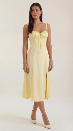 Elvira | Midikleid mit Schnürung in Gelb