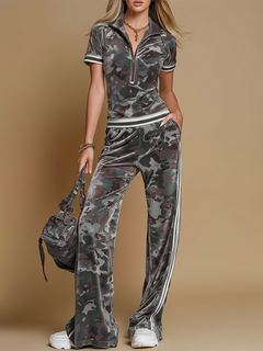 Rosita | Damen Camouflage Trainingsanzug Set in Grau