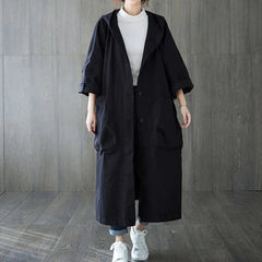 Übergroßer Wasserdichter Trenchcoat für Damen | Mit Taschen in Schwarz