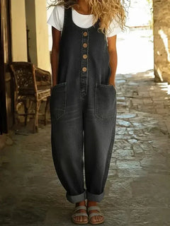 Lena | Stylishe Damen Latzhose im Vintage-Look in Schwarz