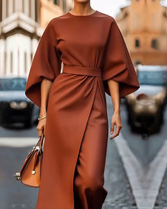 Schickes langes Kleid für Frauen - Augusta in Ziegelrot