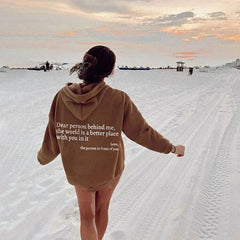 Silke | Damen Grafischer Oversized Hoodie in Khaki