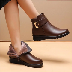 Reanna - orthopädische Lederstiefel für Damen in Braun + braune Baumwolle