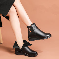 Reanna - orthopädische Lederstiefel für Damen in Schwarz + schwarze Baumwolle