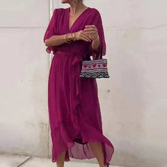 Amanda - Elegantes Kleid mit V-Ausschnitt in Lila