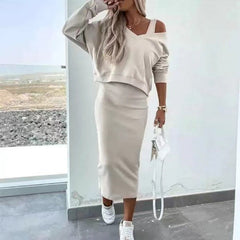 Lucile | Zweiteiliges Set mit Langen Ärmeln in Beige