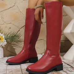 Bea™ – Elegante halbhohe Stiefel mit Seitlichem Reißverschluss in Rot