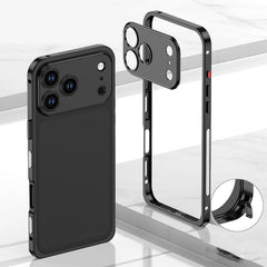 Metallrahmen-iPhone-Hülle mit Wärmeableitung und Seepferdchen-Schnallen-Design in Schwarz