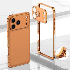 Metallrahmen-iPhone-Hülle mit Wärmeableitung und Seepferdchen-Schnallen-Design in Orange