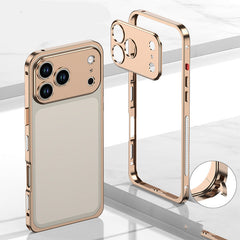 Metallrahmen-iPhone-Hülle mit Wärmeableitung und Seepferdchen-Schnallen-Design in Gold