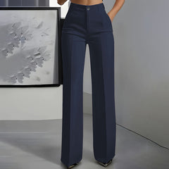 Damen-Anzughose mit hoher Taille in Marineblau