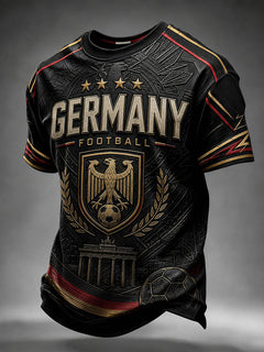 Herren-Fußball-T-Shirt aus Deutschland mit kurzen Ärmeln in Schwarz