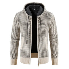 Hochwertige Strickjacke mit Kapuze für Männer - Manfred in Beige