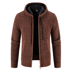 Hochwertige Strickjacke mit Kapuze für Männer - Manfred in Braun