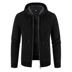 Hochwertige Strickjacke mit Kapuze für Männer - Manfred in Schwarz