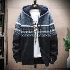 Trendige karierte Winterjacke - Drevon in Grau-Blau