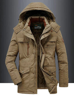 Stylische Winterjacke mit Kapuze für Herren - Clemens in Khaki