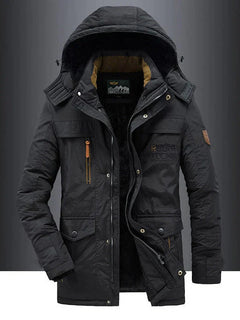 Stylische Winterjacke mit Kapuze für Herren - Clemens in Schwarz