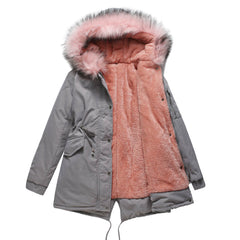 Stilvoller warmer Kunstfell-Parka mit Kapuze - Ulrika in Grau