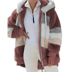 Stylische Damen-Teddy-Jacke - Karin in Burgundisch