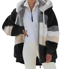Stylische Damen-Teddy-Jacke - Karin in Schwarz