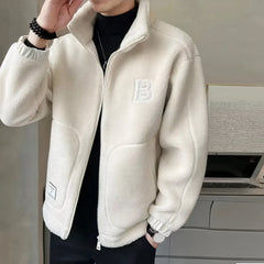 Stylische Fleece-Winterjacke für Männer - Orwin in Beige