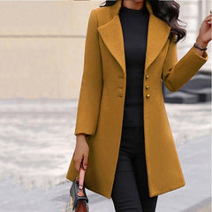 Trenchcoat Damen Elegant | Figurbetont Klassisch Lang in Gelb