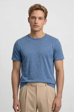 T-Shirt Herren - Casual | Rundhals & Kurze Ärmel in Hellblau