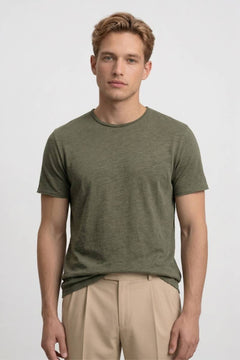 T-Shirt Herren - Casual | Rundhals & Kurze Ärmel in Olivgrün